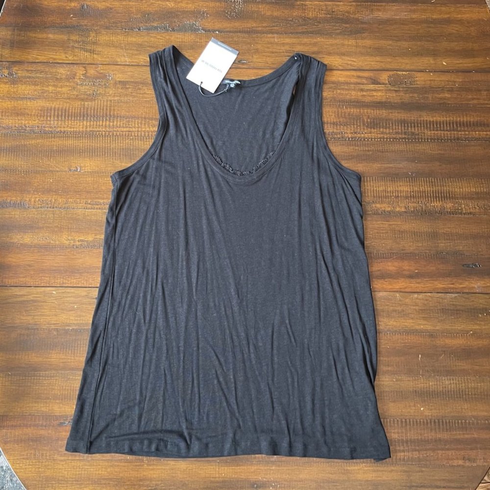 Black Tank Top with Lace Neckline